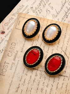 Golden Enamel Glamour Earrings