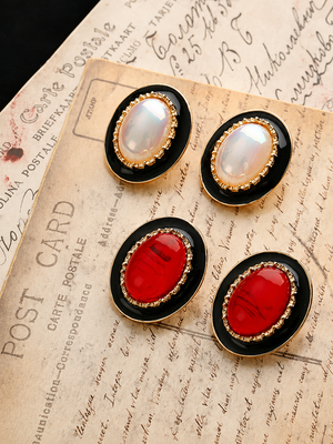 Golden Enamel Glamour Earrings