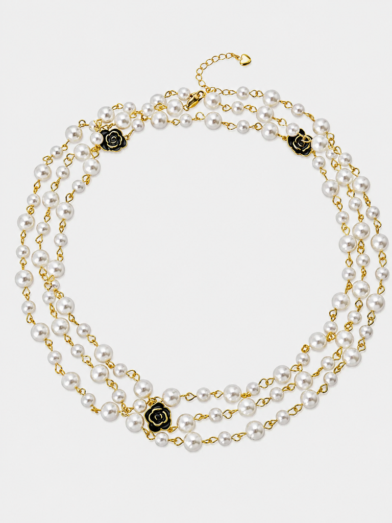 Camellia Pearl Cascade Necklace