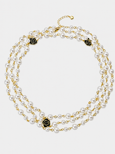 Camellia Pearl Cascade Necklace