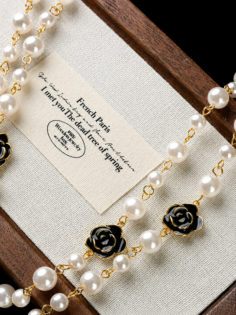 Camellia Pearl Cascade Necklace