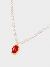 Load image into Gallery viewer, Ruby Pearl Oval Elegance Necklace