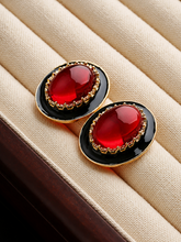 Load image into Gallery viewer, Golden Enamel Glamour Earrings