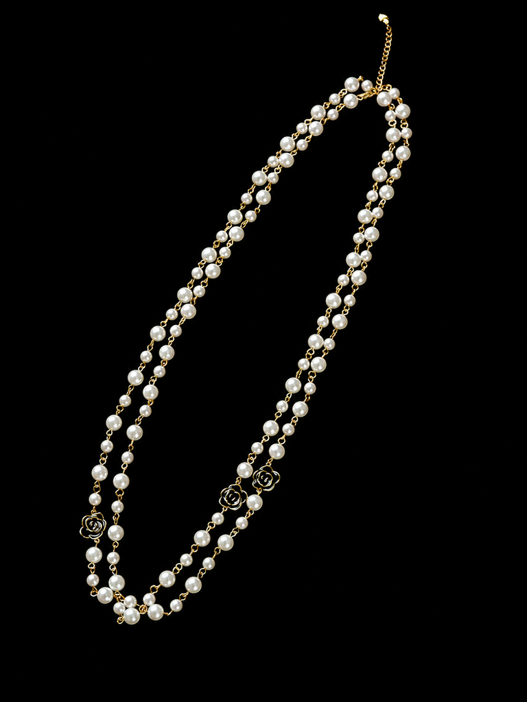 Camellia Pearl Cascade Necklace